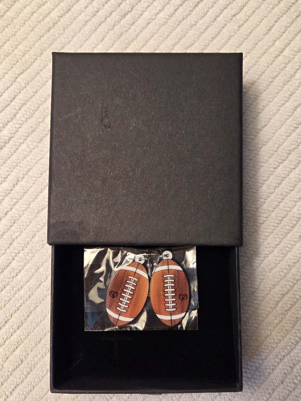 Brown Football Drop Earrings for Men